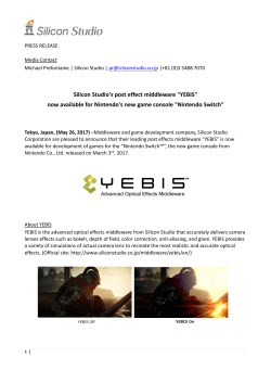 Silicon Studio`s post effect middleware "YEBIS" now available for