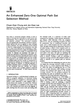 An Enhanced Zero-One Optimal Path Set Selection Method