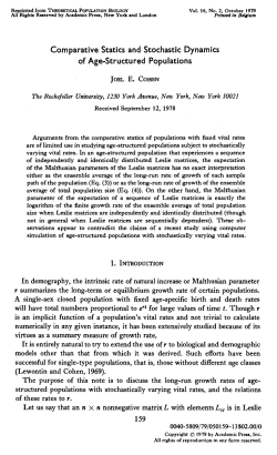 Comparative Statics and Stochastic Dynamics of Age