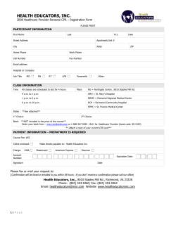 Class Information - Health Educators, Inc.