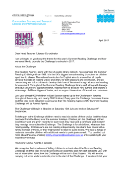 East Sussex Library Summer Reading Challenge Info