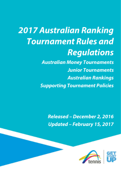 2017 Australian Ranking Tournament Rules and