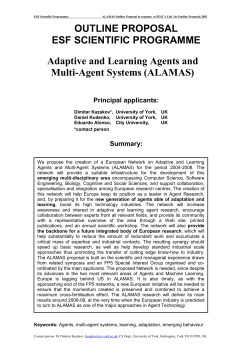 Adaptive and Learning Agents and Multi