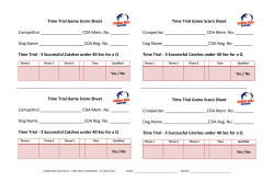 Time Trial Game Score Sheet