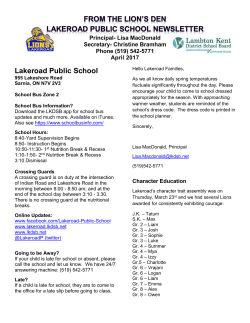 Lakeroad April 2017 Newsletter