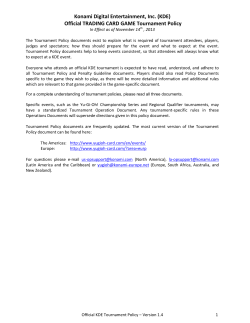 KDE TCG Tournament Policy v1.3 - Yugioh