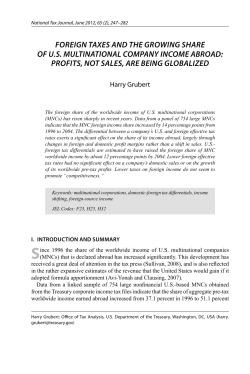 foreign taxes and the growing share of us multinational company