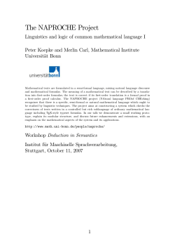 The NAPROCHE Project - Mathematisches Institut der Universit&auml;t