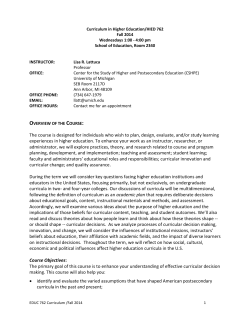 EDUC 762. Curriculum in Higher Education