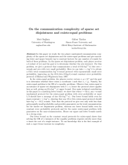 On the communication complexity of sparse set