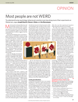 Most people are not WEIRD - University of British Columbia