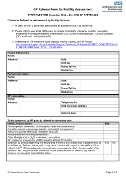 GP Fertility Assessment Referral Form