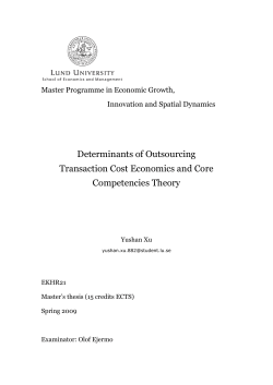 Determinants of Outsourcing Transaction Cost Economics and Core
