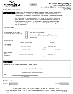 Appointment of Recognized Agent