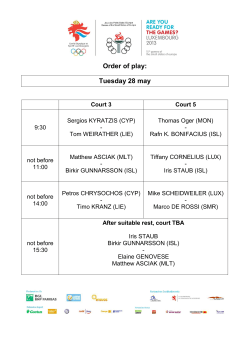 Order of play: Tuesday 28 may