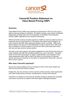 Cancer 52 Position Statement on Value Based Pricing (VBP)