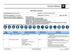 Safe Work Procedure Step Number Activity Hazards