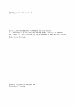 How can educational planning be rational: a consideration