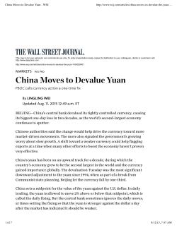 China Moves to Devalue Yuan - WSJ - Eswar Prasad