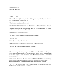 ENDER`S GAME by Orson Scott Card Chapter 1