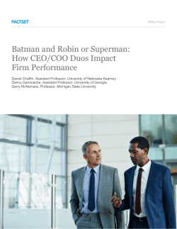 How CEO/COO Duos Impact Firm Performance