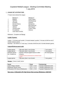 Copeland Netball League - Working Committee Meeting