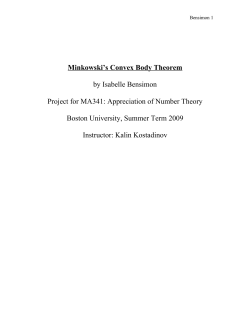 Minkowski`s Convex Body Theorem