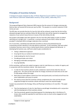 Principles of Incentive Scheme - Rotorua Te Arawa Lakes Programme