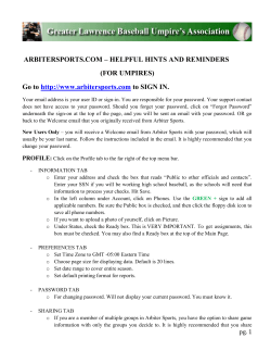 ARBITERSPORTS.COM &ndash; HELPFUL HINTS AND REMINDERS