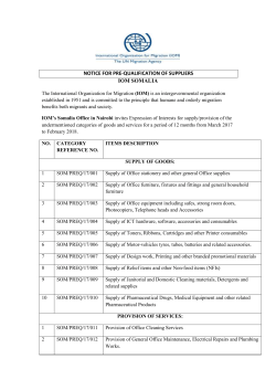 NOTICE FOR PRE-QUALIFICATION OF SUPPLIERS IOM SOMALIA