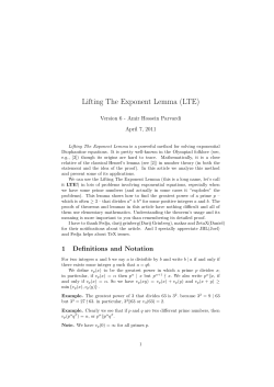 Lifting The Exponent Lemma (LTE)