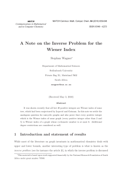 A Note on the Inverse Problem for the Wiener Index