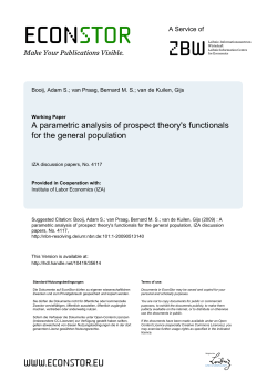 A parametric analysis of prospect theory`s functionals for