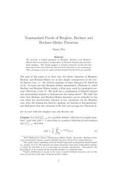 Nonstandard Proofs of Herglotz, Bochner and Bochner