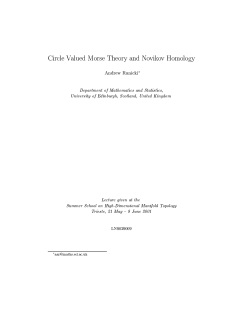 Circle Valued Morse Theory and Novikov Homology Andrew