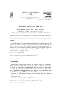 Innovative activity and sunk cost