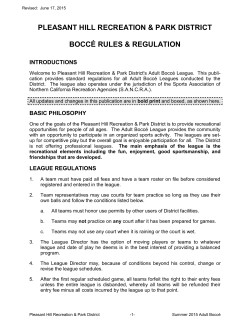 Bocce Rules - Pleasant Hill Rec Sports