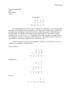 Soundararajan Gautam Soundararajan Math 7 Peter Winkler 5/15