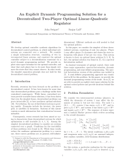 An Explicit Dynamic Programming Solution for a Decentralized Two