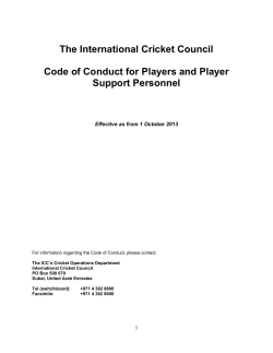 ICC Code of Conduct for Players and Player Support Personnel