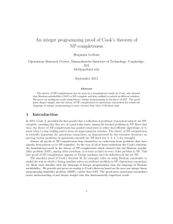 An integer programming proof of Cook`s theorem of