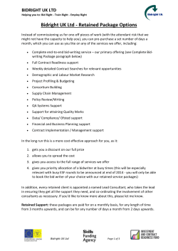 Bidright UK Ltd - Retained Package Options