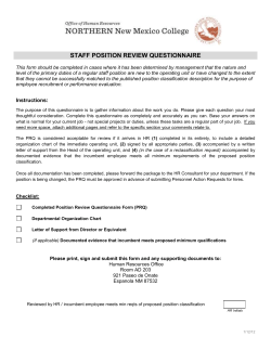 Staff Position Review Questionnaire