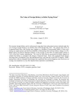 The Value of Foreign Bribery to Bribe Paying Firms