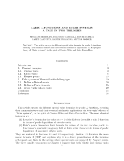 p-ADIC L-FUNCTIONS AND EULER SYSTEMS: A TALE IN TWO