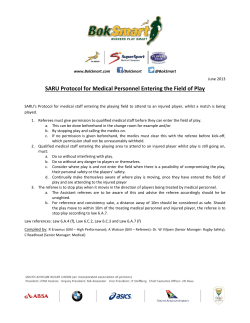SARU Protocol for Medical Personnel Entering the Field of Play