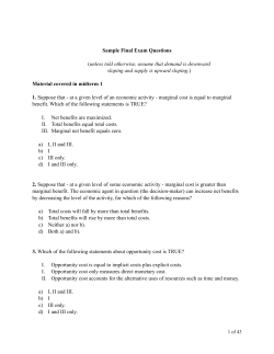 Sample Final Exam Questions (unless told otherwise, assume that