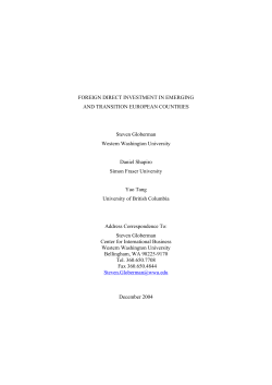 Foreign Direct Investment in Emerging and Transition European