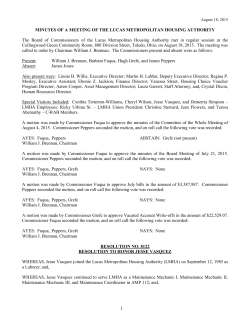 minutes of a meeting of the lucas metropolitan housing authority