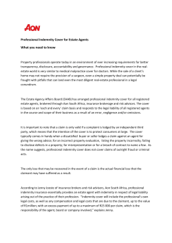 Professional Indemnity Cover for Estate Agents What you